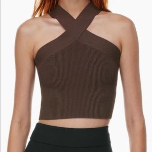 Babaton sculpt knit criss cross cropped tank